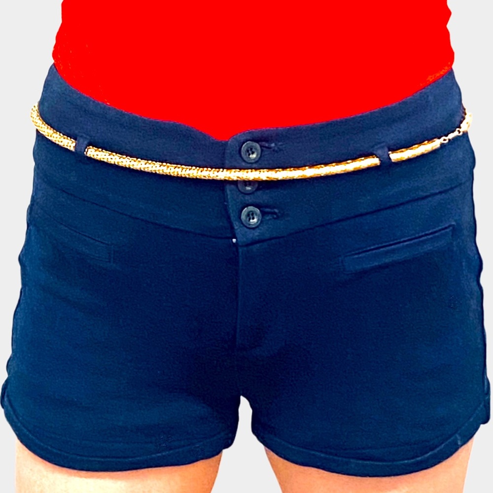 High Waisted Navy Sailor Shorts – Stretchy & Cute Size M